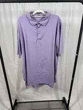 Mens Peter Millar Summer Comfort Golf Polo Shirt Purple Striped Size 2XL