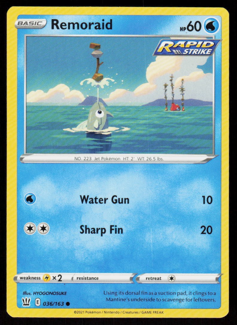 Remoraid 036/163 Common Battle Styles Pokemon Lightly Played