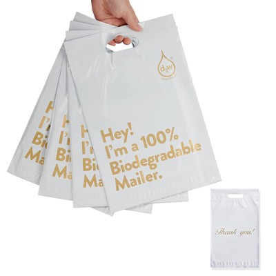 10x13 Inches 100% Biodegradable D2W Poly Mailers with Handle, 50pcs White Com...