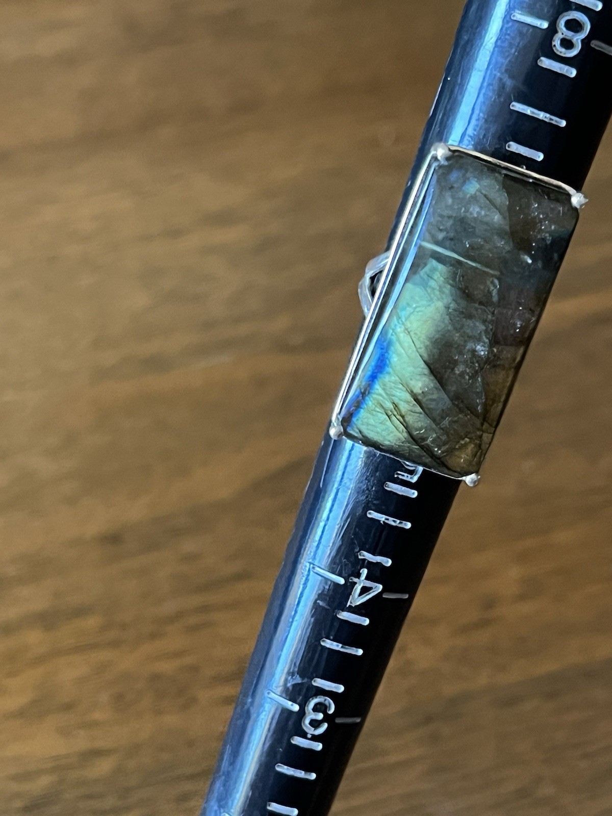 sterling silver large rectangular labradorite rin… - image 6