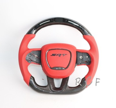 LED Real Carbon Fiber Steering Wheel For Dodge Challenger Charger Hellcat 15-24