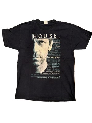 00s Dr House TV Show Promo Large Black T-Shirt Hugh Laurie