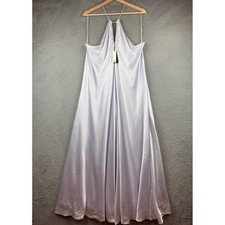 New Banana republic BR Purple Satin Halter Neck Maxi Silk Dress  Formal Size XL