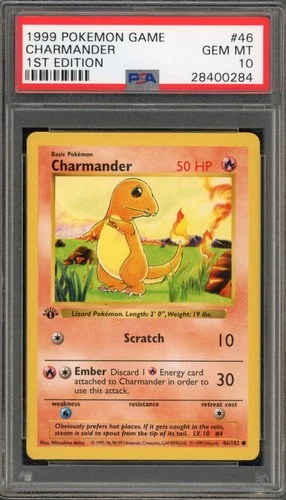 Pokemon Charmander Base Set Shadowless 1st Edition #46 PSA 10 Gem Mint
