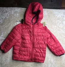 Baby Gap Unisex Size 3 YR Toddler Puffer Jacket Zip Coat Red Hooded