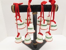 VTG Push Pin Cluster Bells Beaded Sequin Handmade Christmas Ornaments Lot D3133