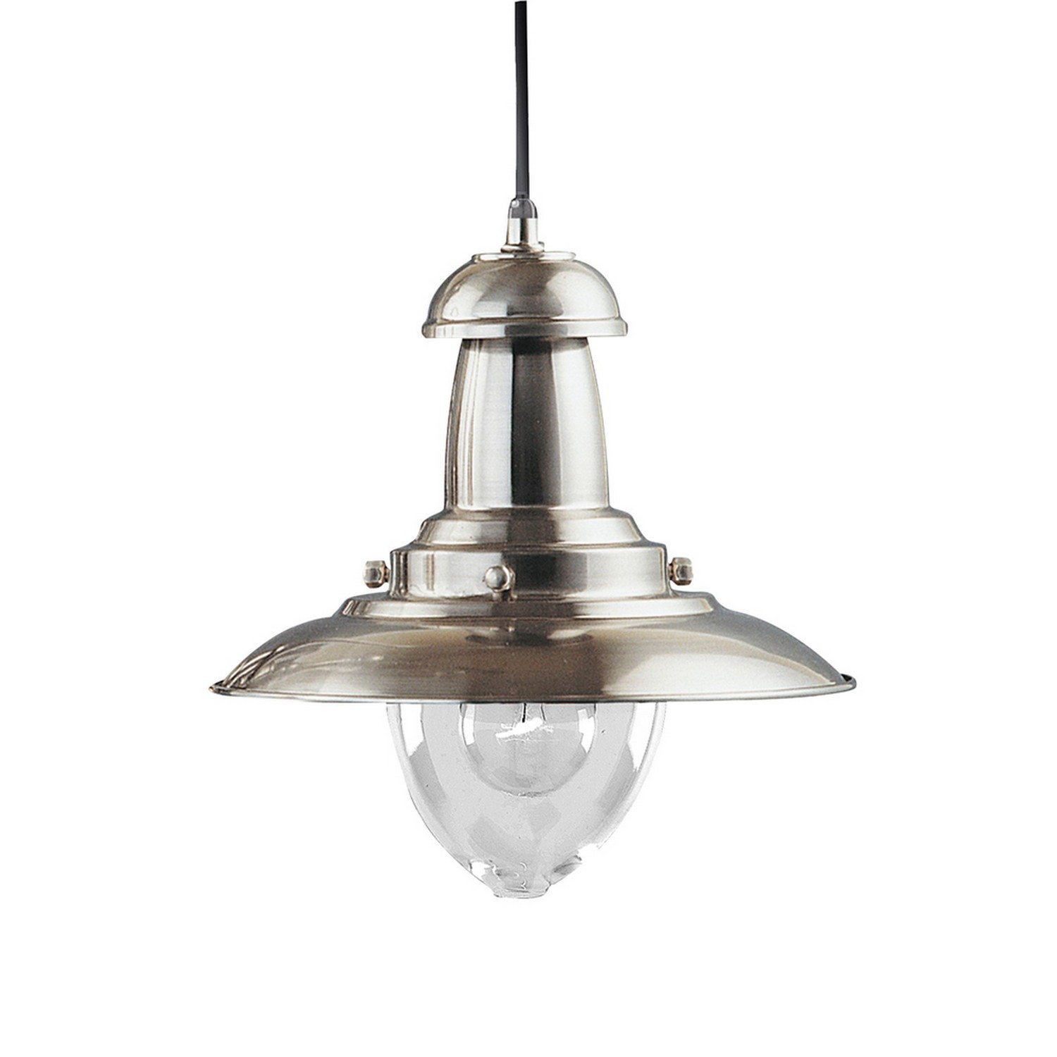 Satin Silver Finish Body Ceiling Fitting Pendant Light With Clear Glass Shade