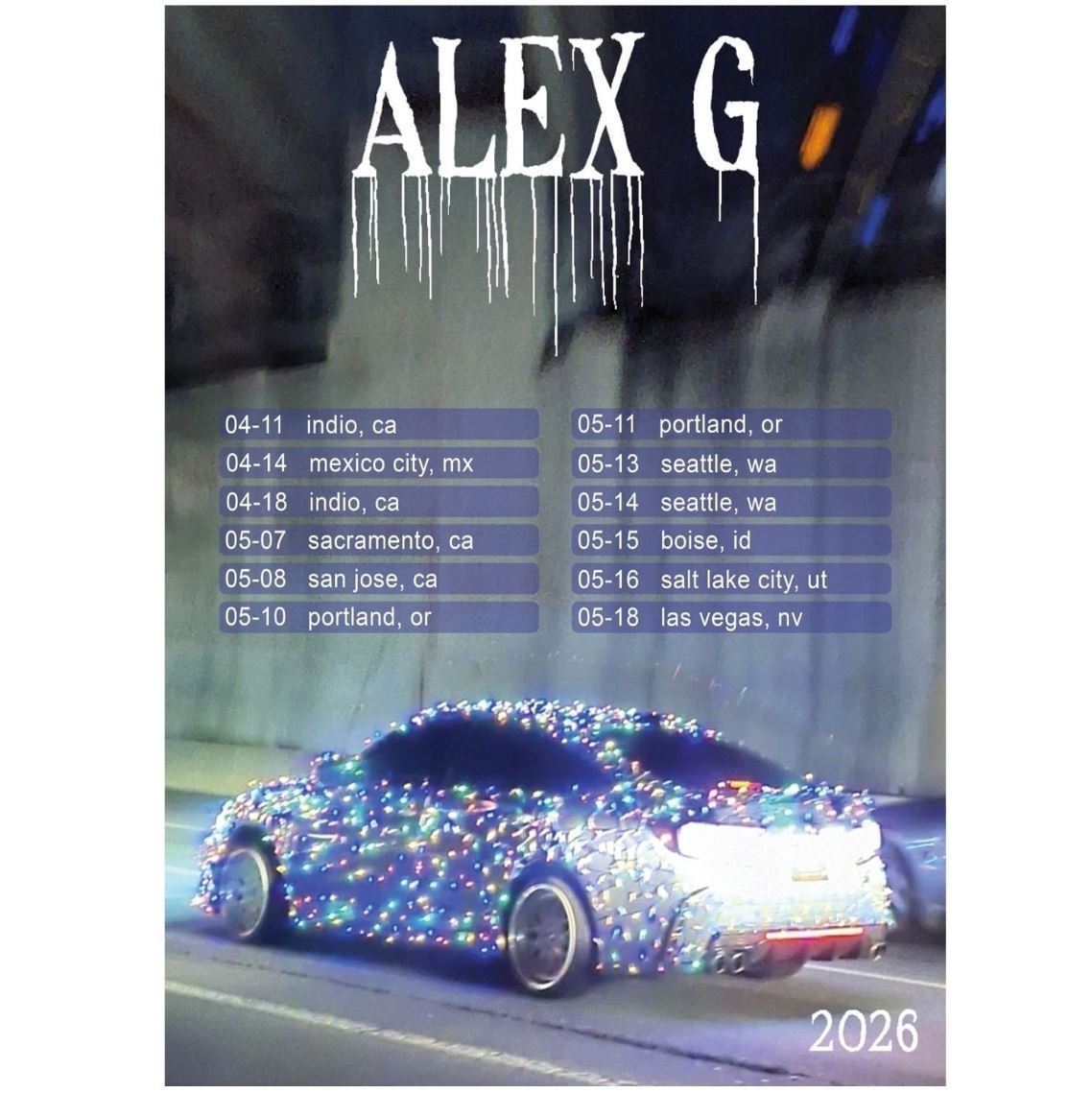 ALEX G 2026年ツアーポスター サイン入り Alex G North America Tour Dates 2026 Concert Poster | eBay