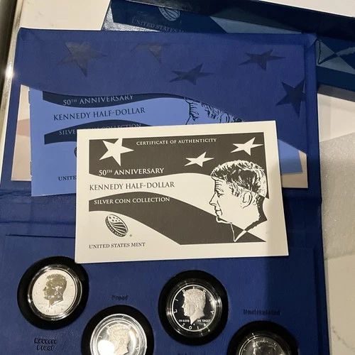 2014 Kennedy Half Dollar 50th Anniversary Silver 4-Coin Set with Box and Papers