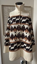 Vintage 1970s Montgomery Ward Poncho Southwestern Themed Boho Cape Hippie OSFM