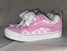 VANS Old Skool Pink/White Checkerboard Low Top Lace Up Kids 1 Padded Canvas