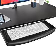 Under Desk Pull-Out Keyboard Tray, 22"W Black Keyboard Shelf