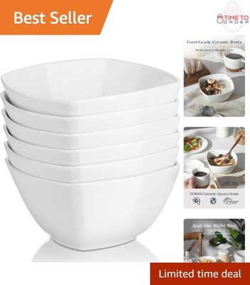 Porcelain Soup Bowls Set of 6 27 OZ Square Microwave Safe Cereal Bowls
