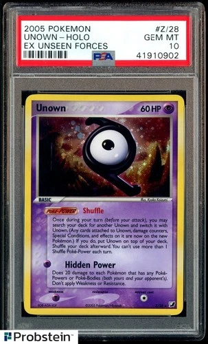 2005 Pokemon Ex Unseen Forces #Z/28 Unown Holo PSA 10 GEM MINT POP 17