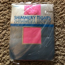 Vintage Shimmery STIRRUP Tights NOS HOT PINK Size 3 USA 89 Nylon 11 Lycra NIP