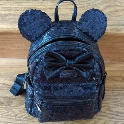 Loungefly Disney Minnie Mouse Mini Backpack Celestial Black Sequin Ears NWOT