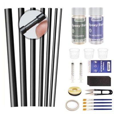 Aventik Fishing Rod Repair Kit Complete with Glue and Tip Replacement, Black