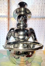 Vintage 14" Heavy Standing Snowman Polished Chrome Candy/Cookies Serving Tray