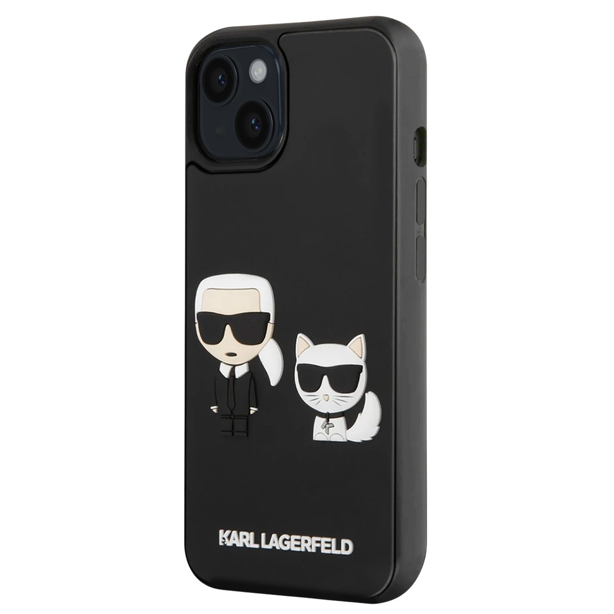Coque de protection iPhone 14 Plus Karl & Choupette en caoutchouc noir 3D - 3