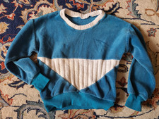 Kids Blue Velour with White knit detail sweatshirt