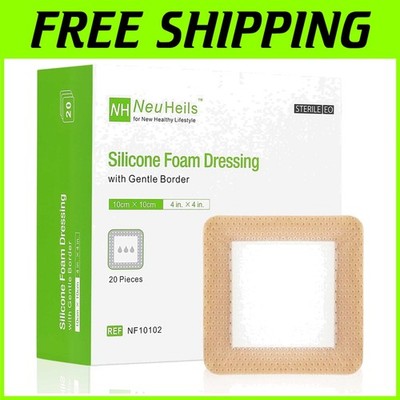 Waterproof Silicone Foam Dressing 4''x4'' 20 Pack