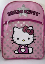 Hello Kitty Zipper Pink Stars 16 x12 w/ 2 Side Mesh Pocket Backpack