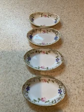 Vintage Set of 4 Small Nippon Open Salt Cellars Hand Painted, Hand Made Floral