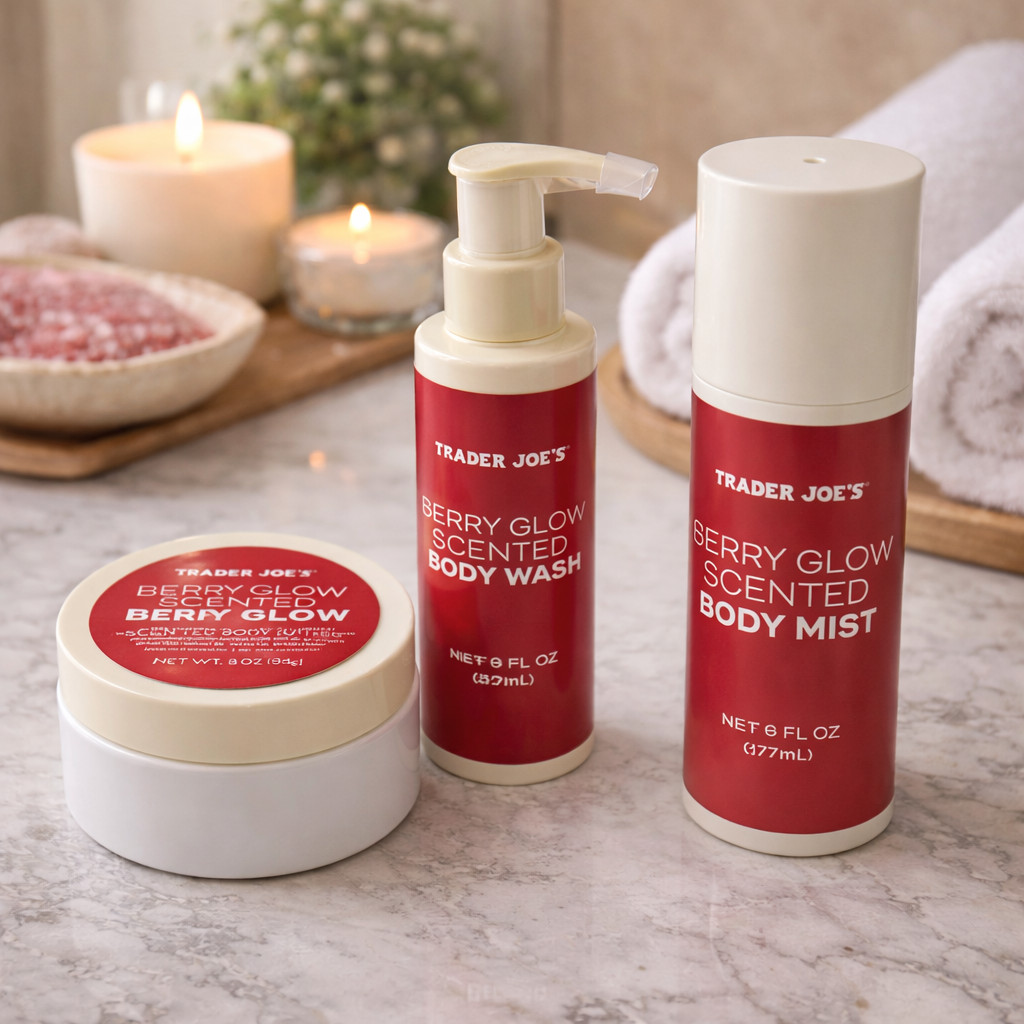 Trader Joe's Berry Glow Body Set Body Mist & Body Wash & Body Butter