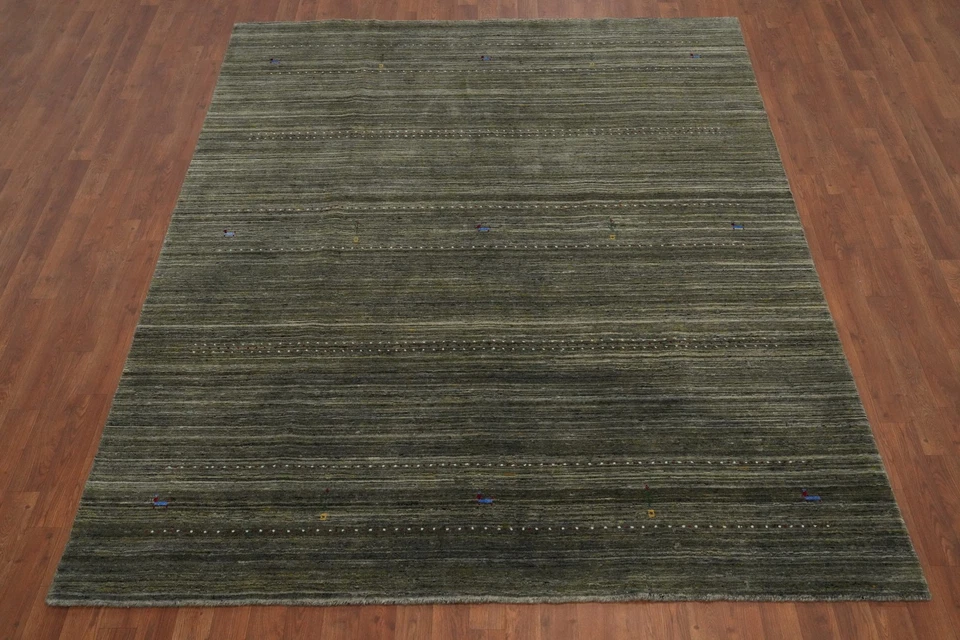 Tribal Green Handmade Wool Area Rug 7x8 Living Room Oriental Nomadic Carpet Foto 4 de 4