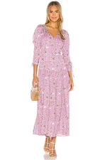 Rhode Shelly Dress Size AU 6 / US 2 NWT Pink Midi Sleeves