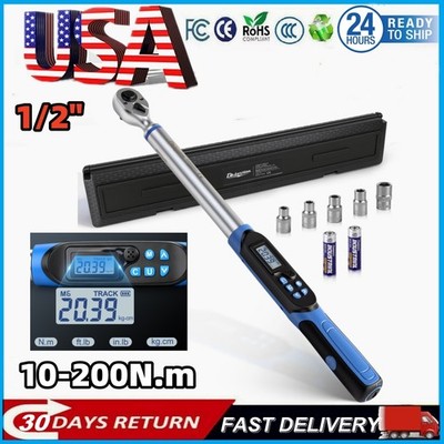 Calibrated Digital Torque Wrench 3/8'' 1/2'' Drive Reversible Adjustable 10-200Nm