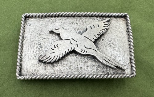 VTG Rare Signed Beckmann México Sterling Silver Pheasant Game Bird Belt Buckle