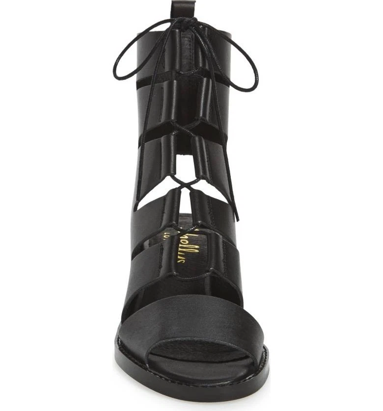 Shellys London Crozet Black Leather Tall Lace-Up Sandal Cut-out Chik Booties - Image 4 of 4