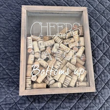 Wine Cork Holder Shadow Box Decor Cheers Down The Hatch Picture Frame