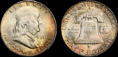1951 D Franklin Half PCGS MS66+ FBL Gold Shield Secured Holder Book Value $1750