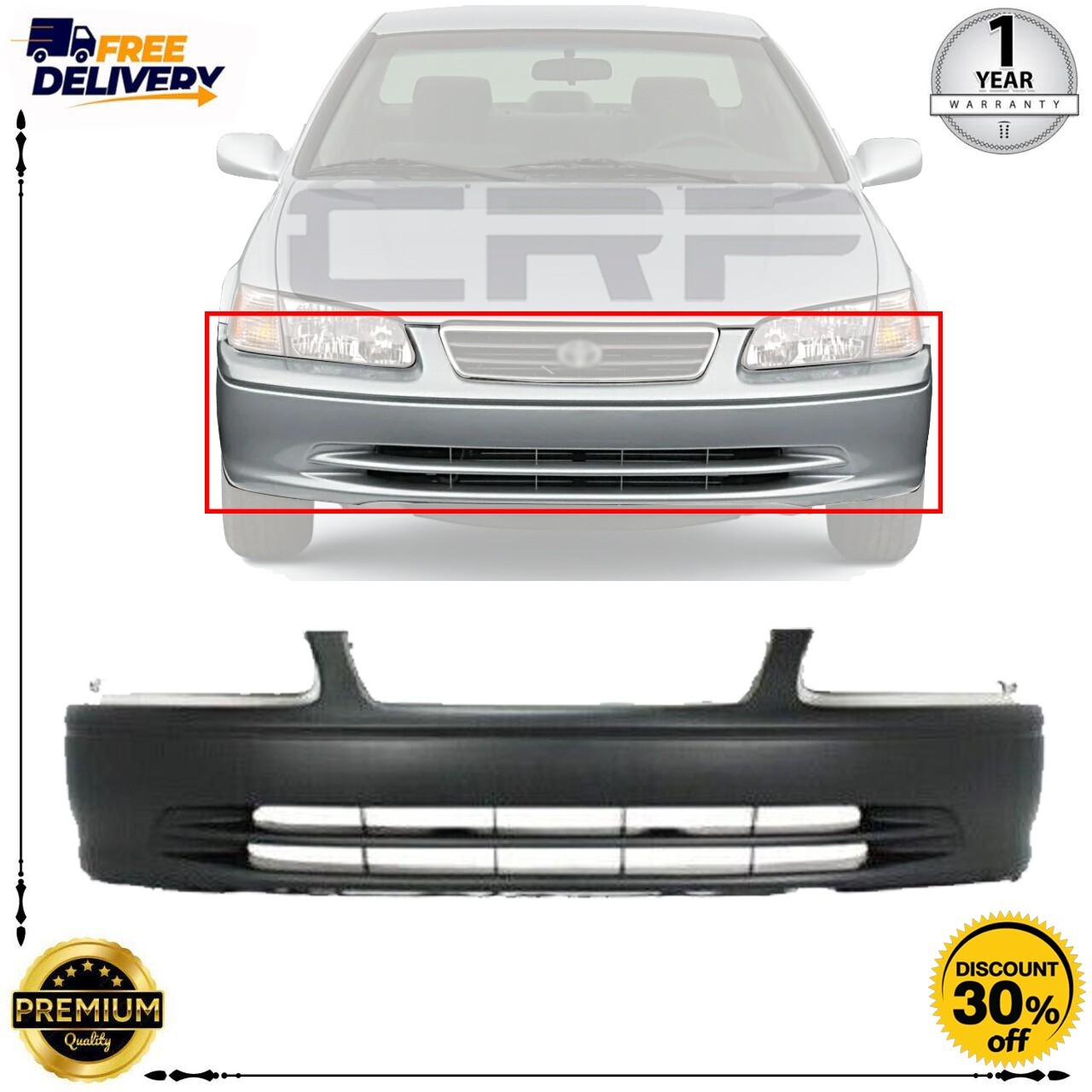 Front Bumper Cover Primed For 2000-2001 Toyota Camry TO1000206