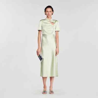 NEW Sandro Satin-effect maxi dress Size 36 #D7313