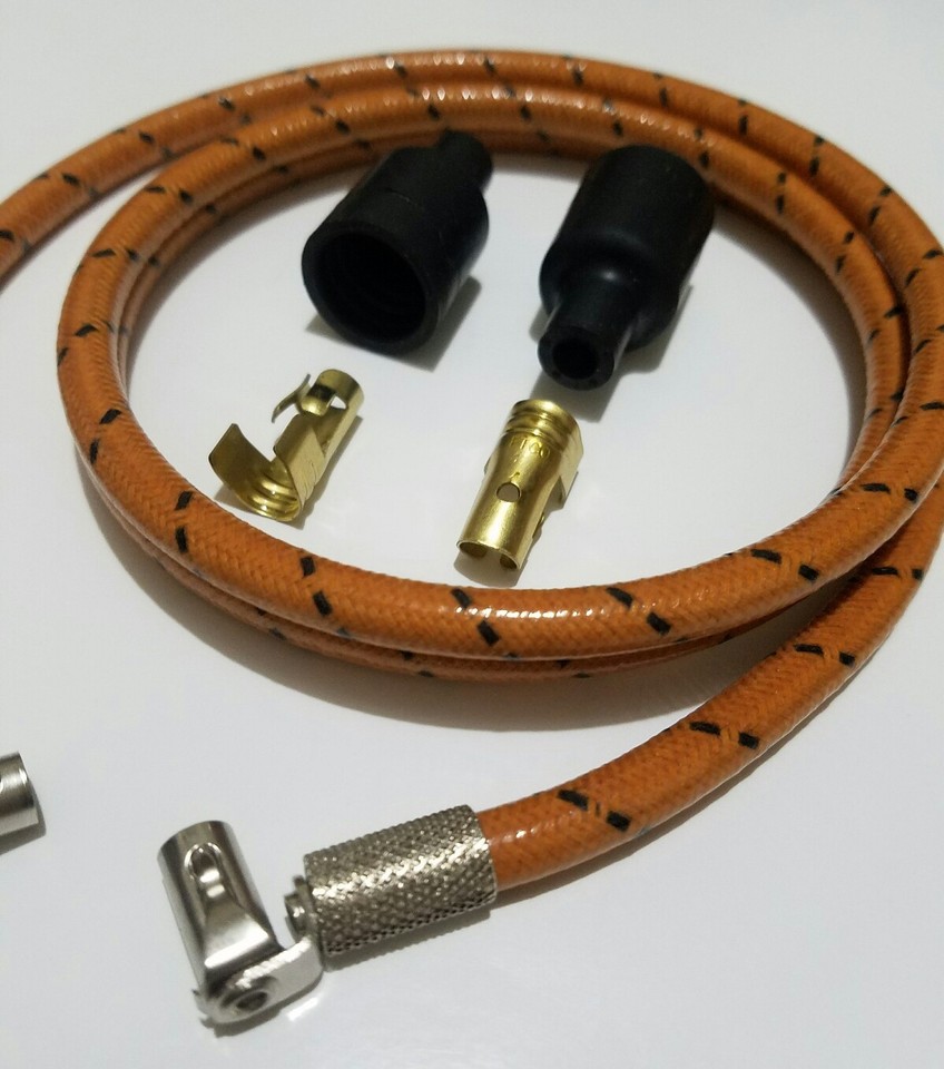 Cavi Candela Intrecciati Vintage 28 Pollici 8mm Harley - Arancione Con Tracce Nere