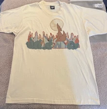 VINTAGE Coyote Western Arizona Mountains Shirt Adult Extra Large Tan XL 90s SS