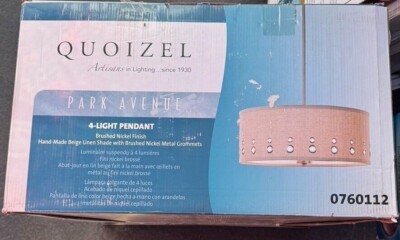 Quoizel Park Avenue Pendant 4-Light, 400 Watts, Brushed Nickel (8''H X 18''W)