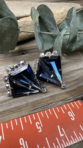 PRECIOSOS Pendientes Vintage Clip En AB & Estrás Azul Joyería 💙 - Imagen 8 de 11