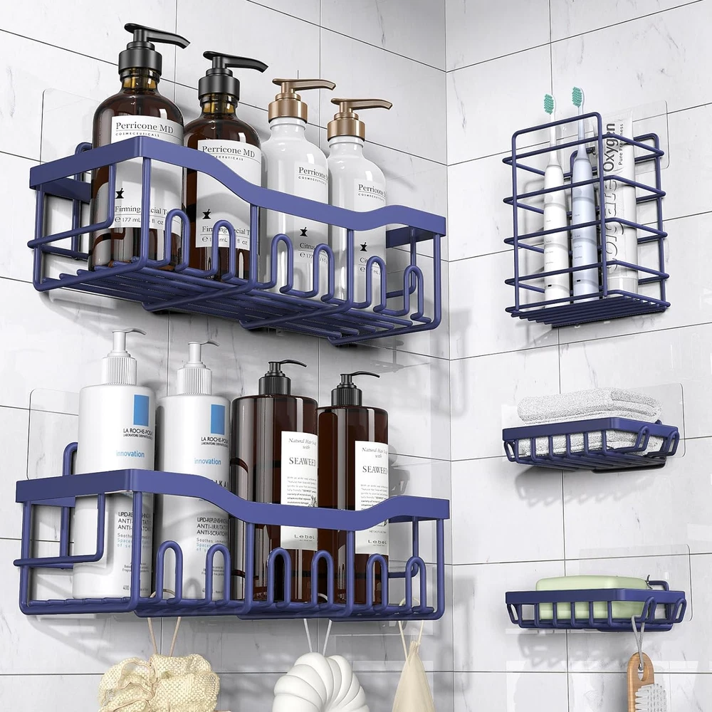 Rustproof No-Drill Adhesive Shower Caddy Bathroom Organizer Storage