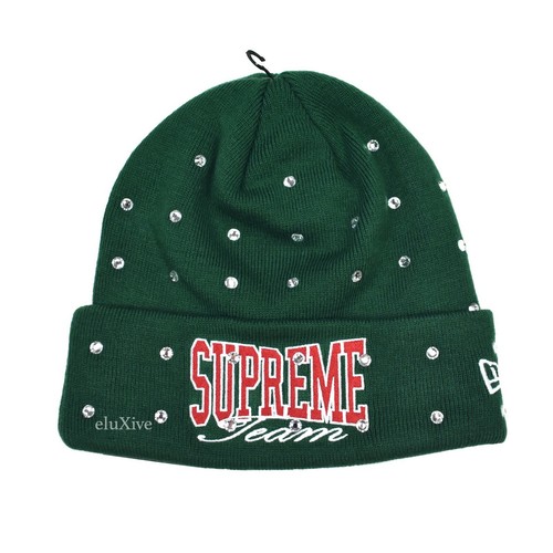 Green Rhinestone Knit Beanie 