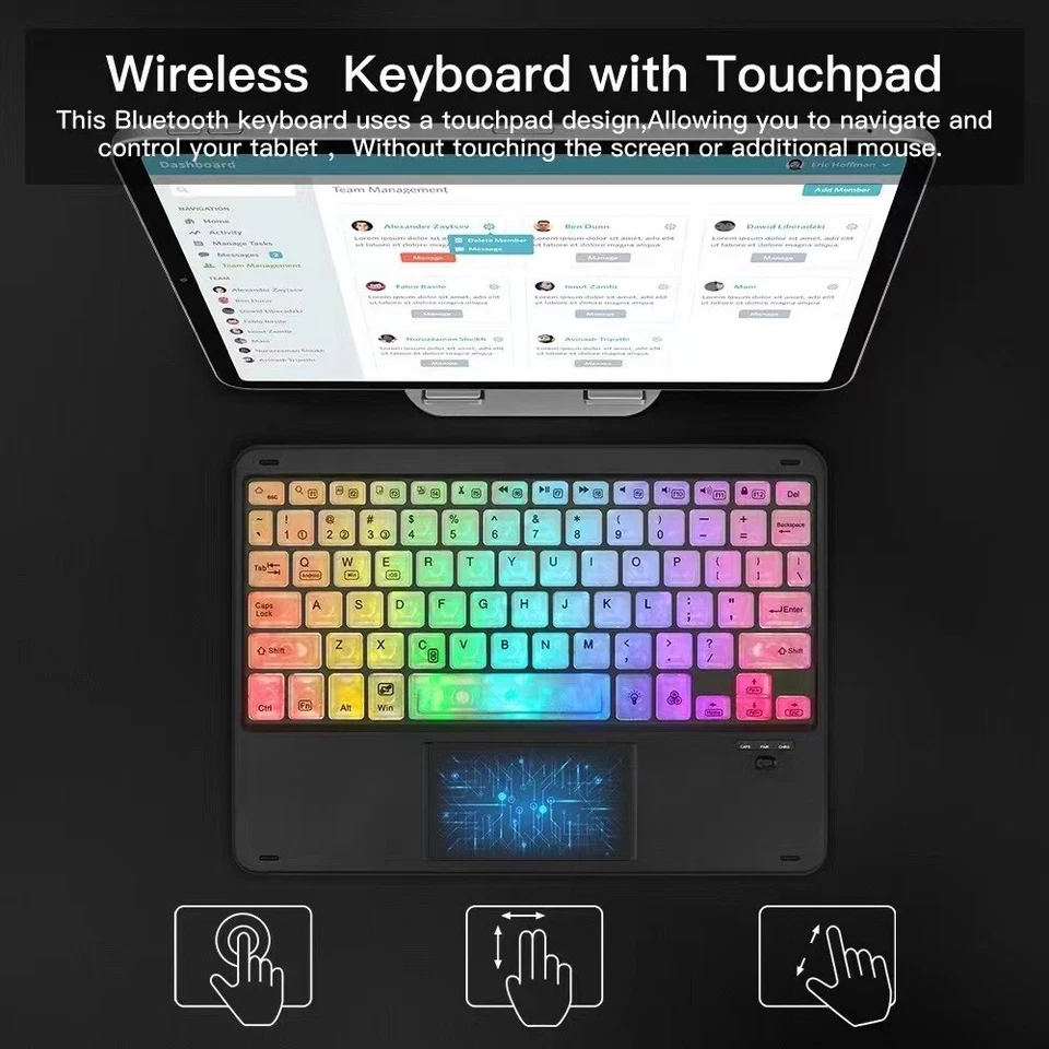 Rechargeable Wireless Bluetooth keyboard With touchpad RGB Backlight ultrathin - Image 2 of 4