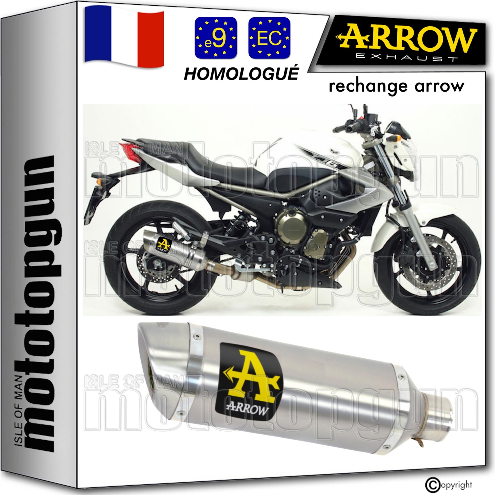 Pot echappement approuve Arrow Thunder pour moto Yamaha XJ6 de 2012 a 2014