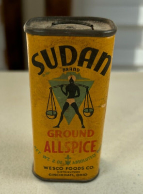 Vintage Advertising Tin - Sudan Allspice - Wesco Foods - Half Full