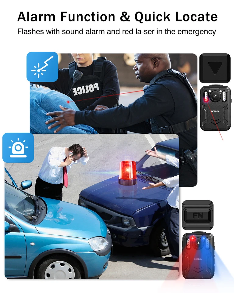 BOBLOV B4K2 4K Body Worn Camera with GPS 2*3000mAh 14-16hrs Video Camera 128GB - Image 4 of 4