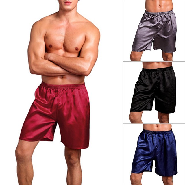Men's Sleepwear Satin Underwear Silk Home Shorts Nightwear Slim Pyjamas