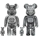 Medicom Toy BE@RBRICK H.R.GIGER WHITE BLACK CHROME Ver. set 400% 100% Bearbrick