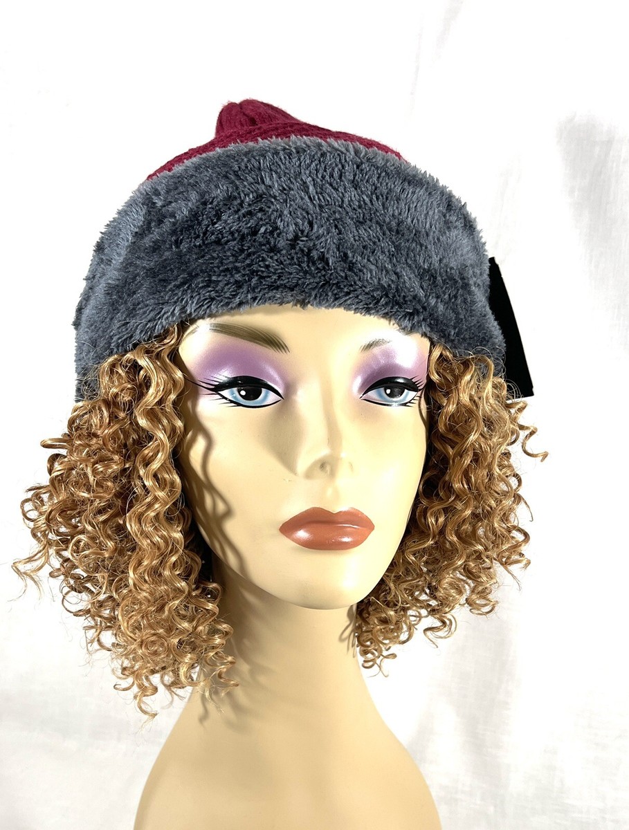 Brand New With Tag Women Warm Knitted Beanie Red Gray Cuff  display picture 1